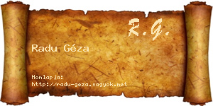 Radu Géza névjegykártya